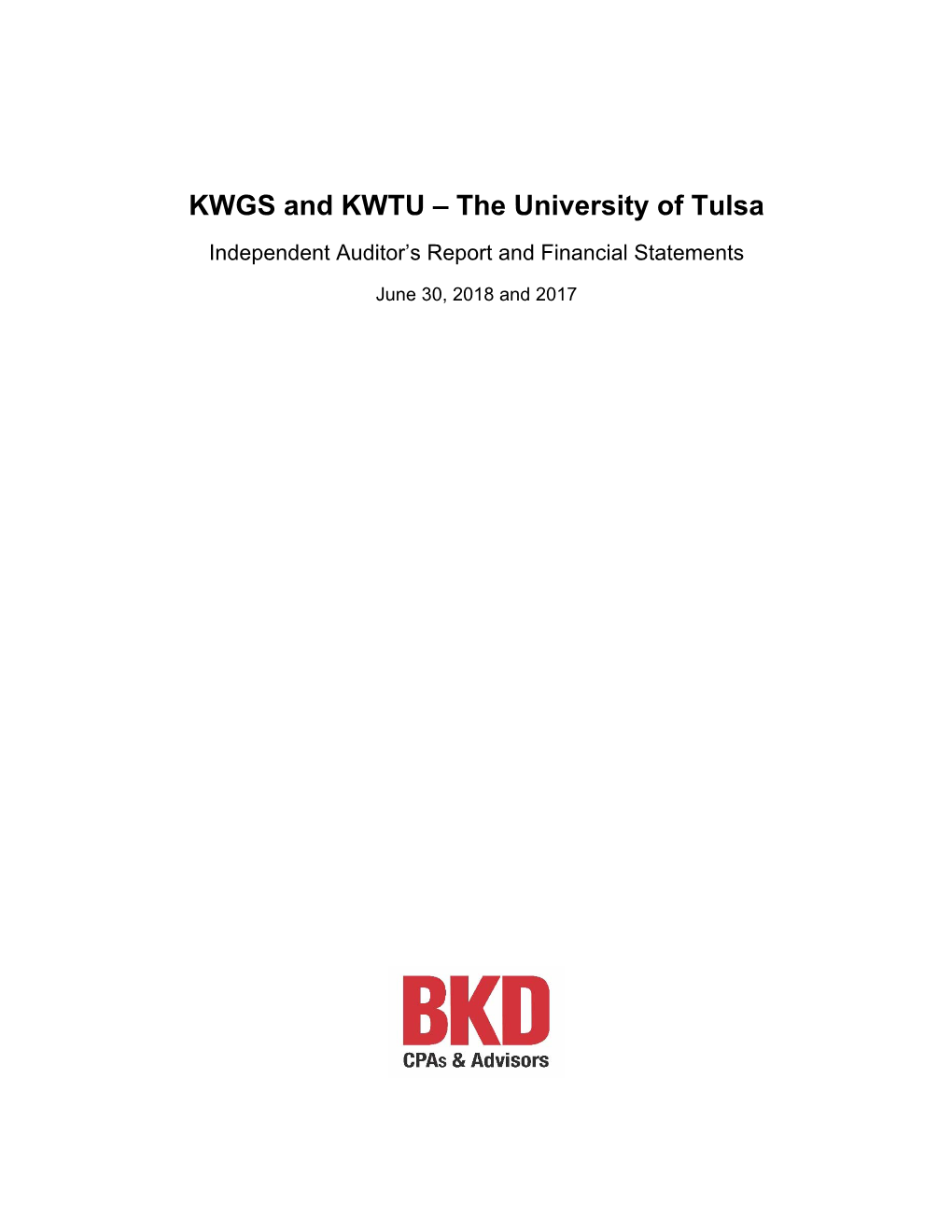 KWGS and KWTU 2018 Audited Financial