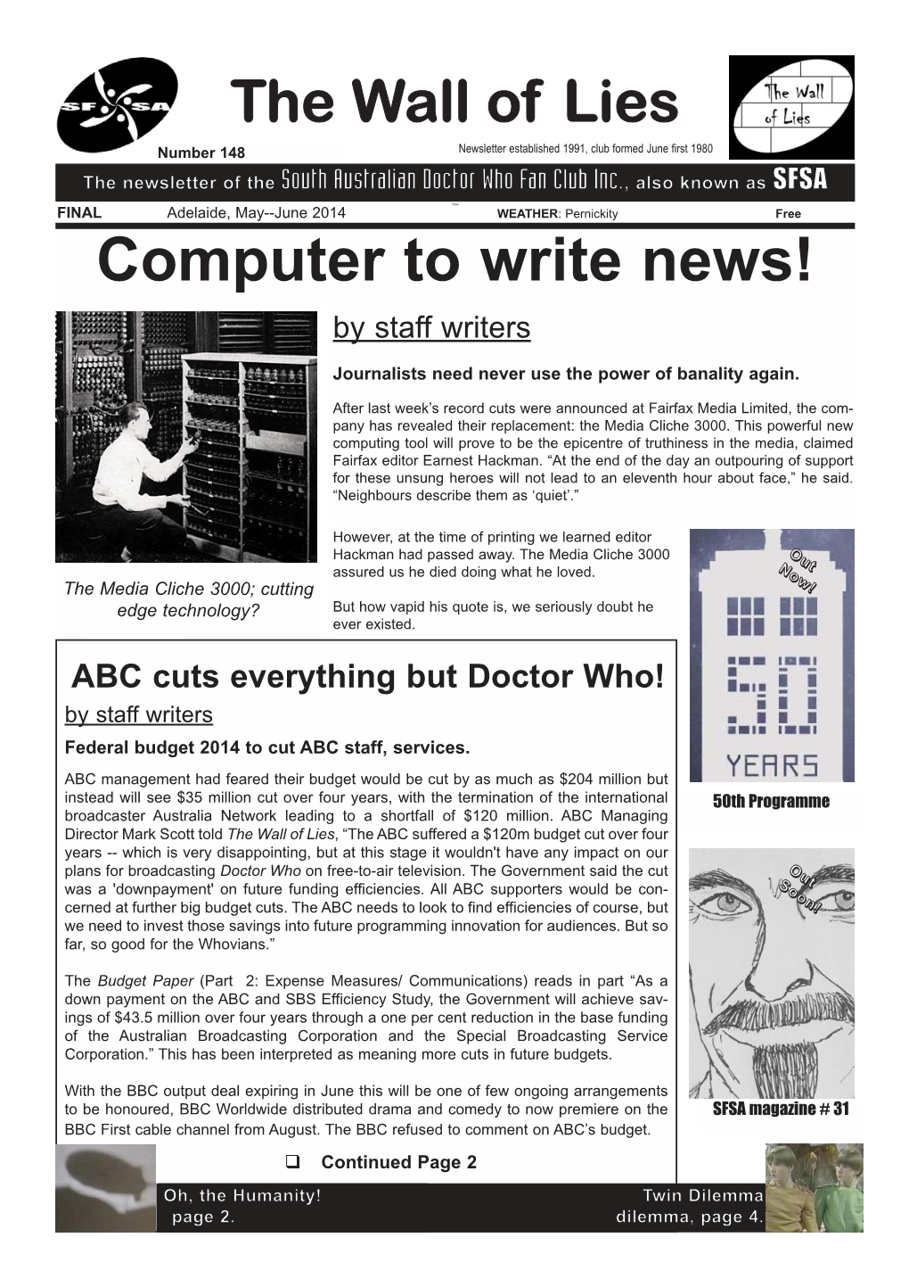 Computer to Write News! by Staff Writers