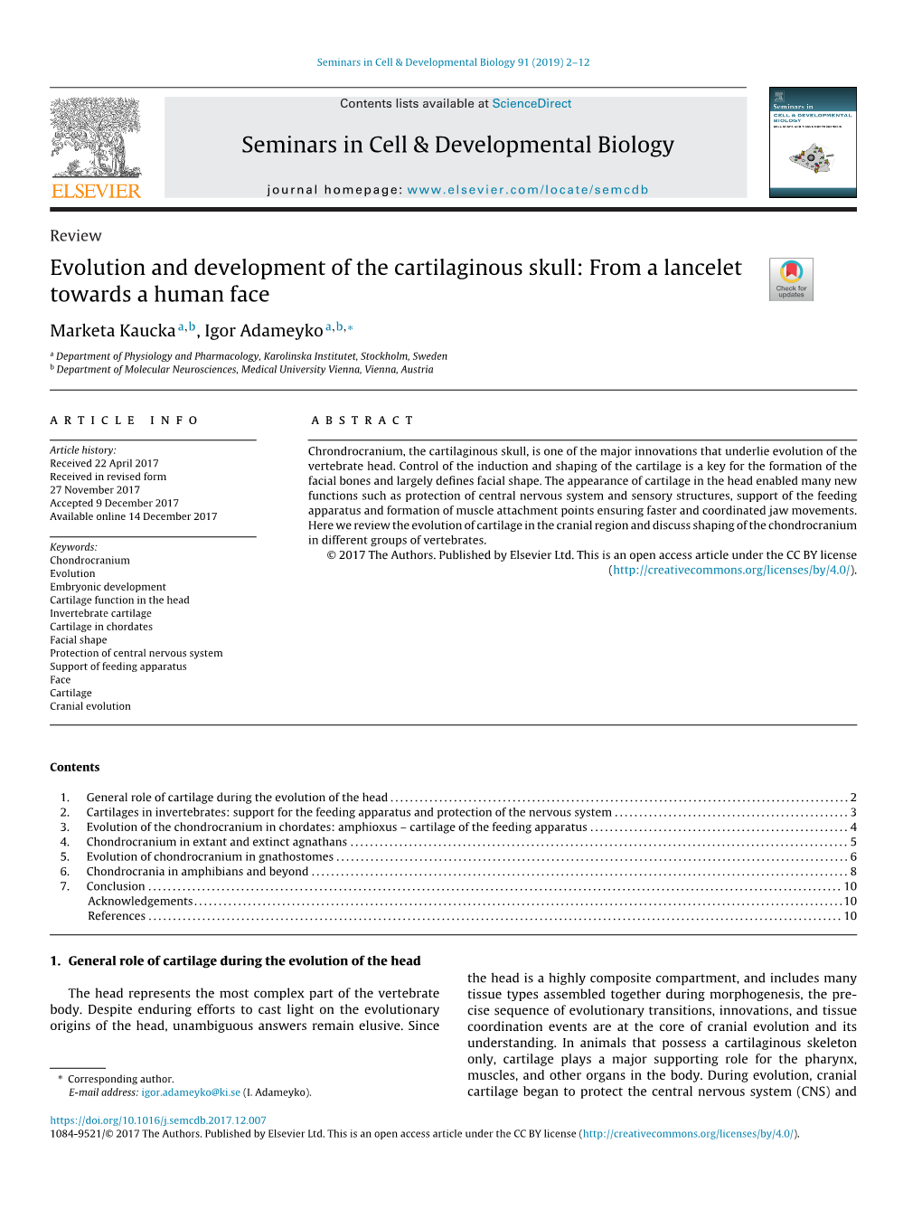 Evolution and Development of the Cartilaginous Skull: from a Lancelet