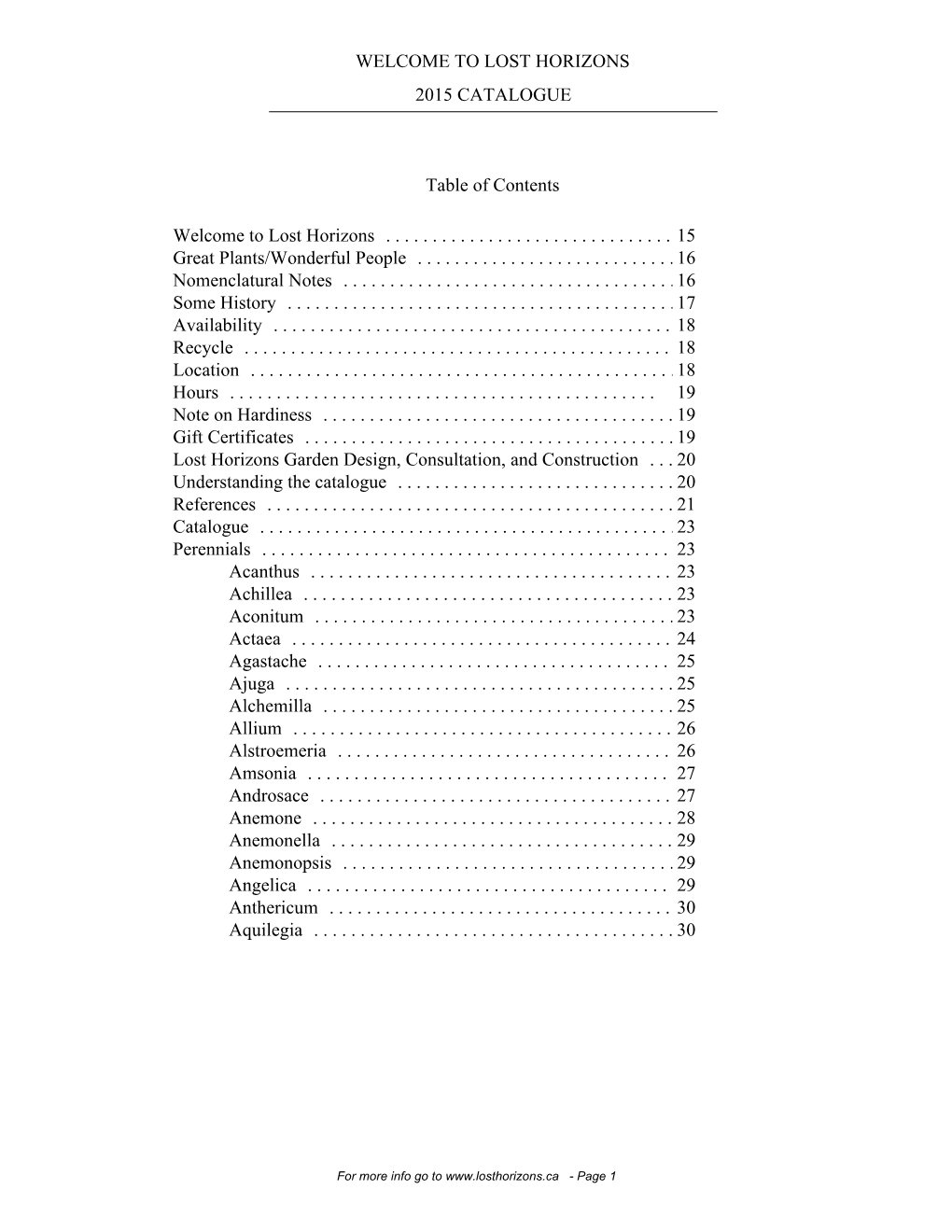 Table of Contents