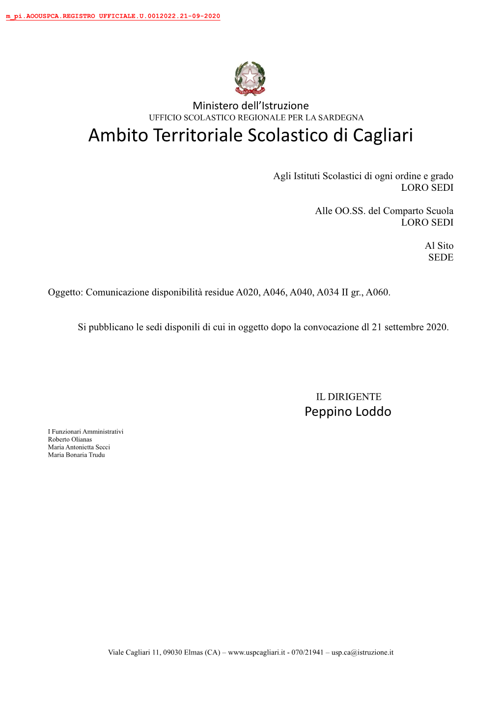 Ambito Territoriale Scolastico Di Cagliari
