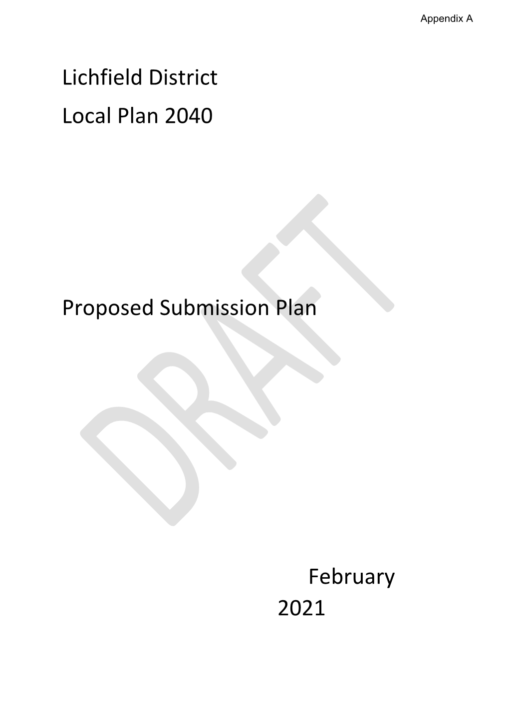 Lichfield District Local Plan 2040 Proposed Submission Plan