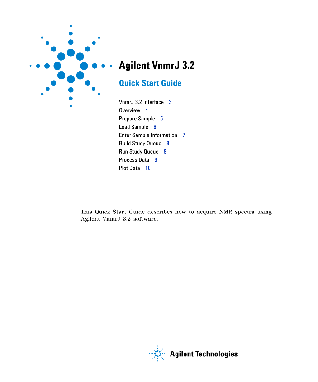 Agilent Vnmrj 3.2 Quick Start Guide