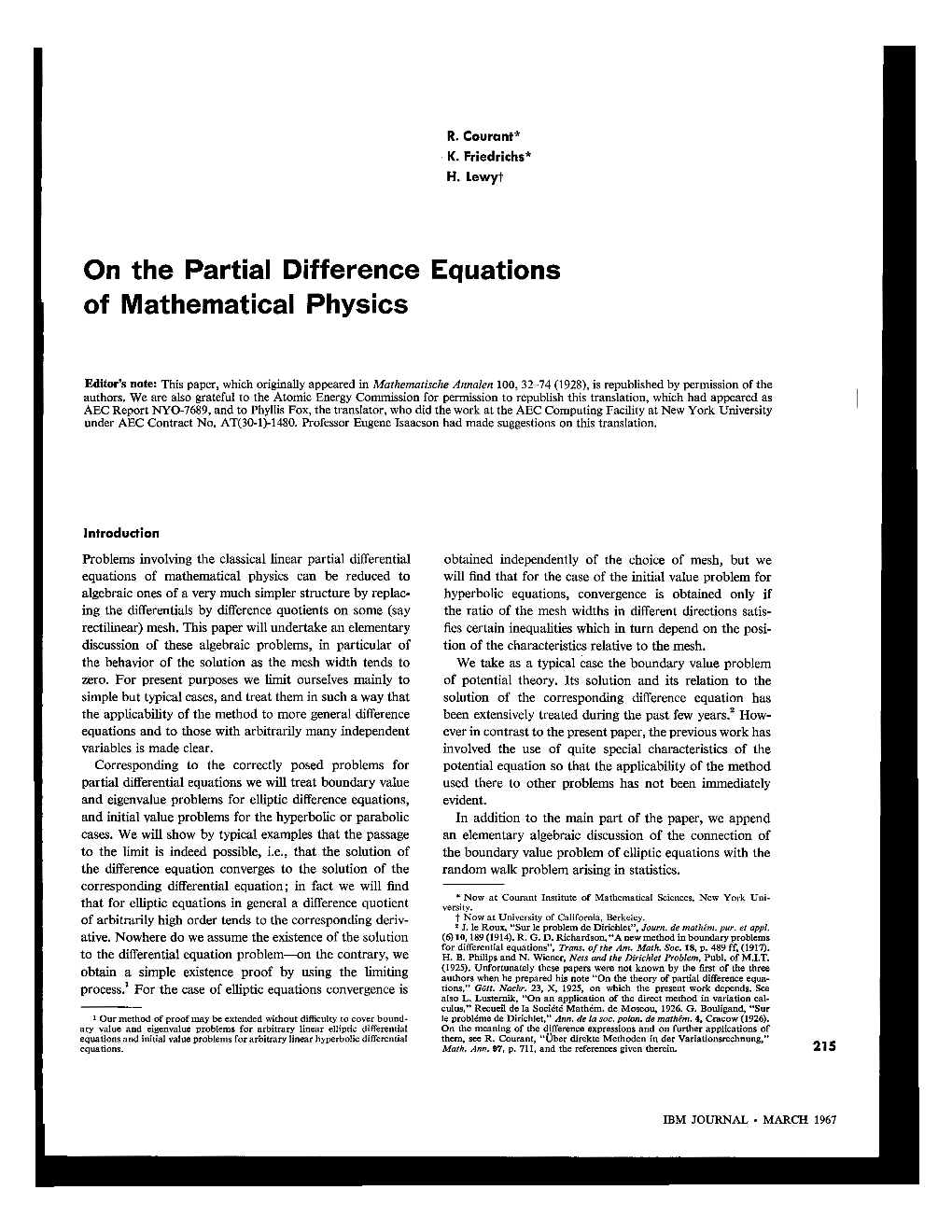 On the Partial Difference Equations of Mathematical Physics