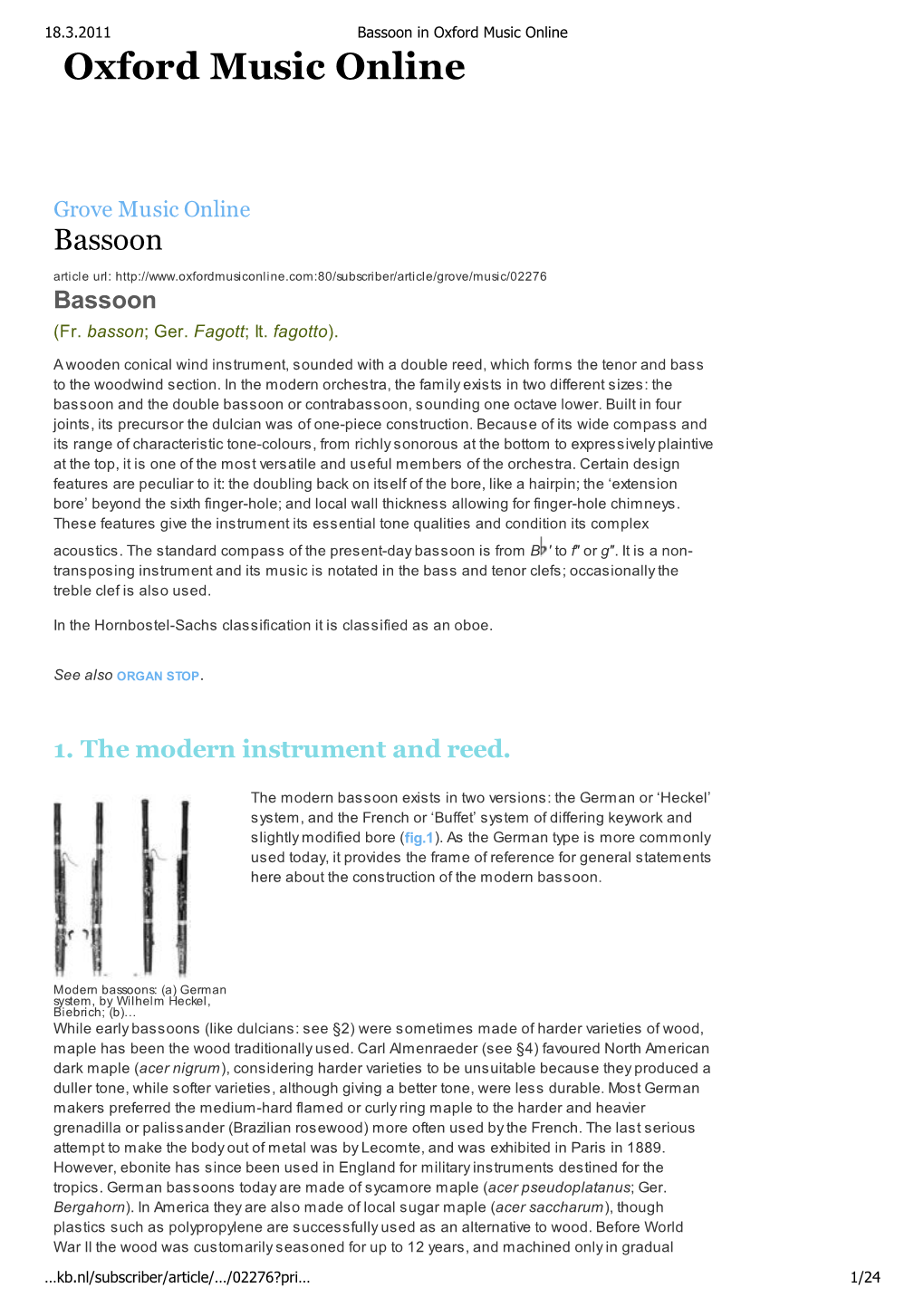 Bassoon in Oxford Music Online Oxford Music Online