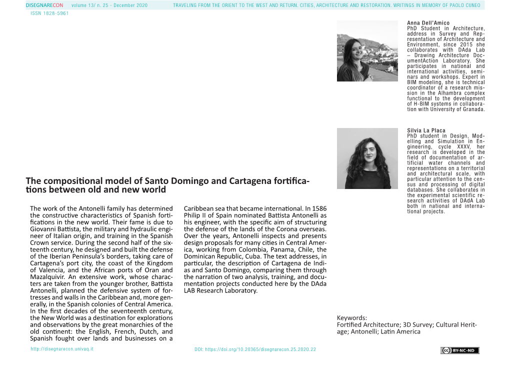 The Compositional Model of Santo Domingo and Cartagena Fortifica- Sus and Processing of Digital Databases