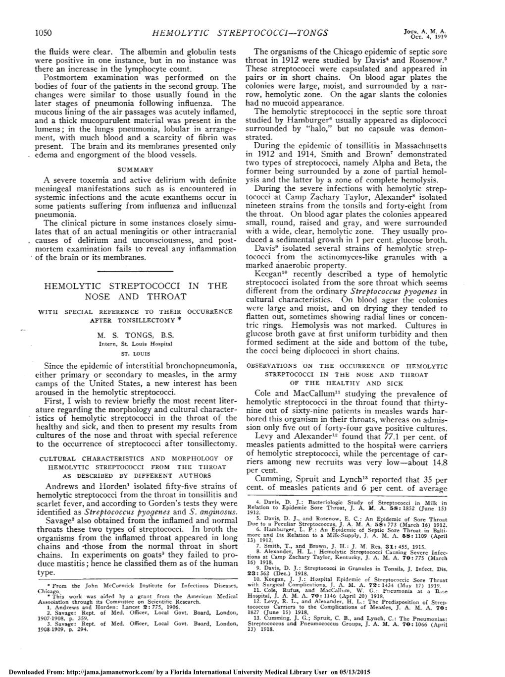 Pneumonia. Since the Epidemic of Interstitial Bronchopneumonia