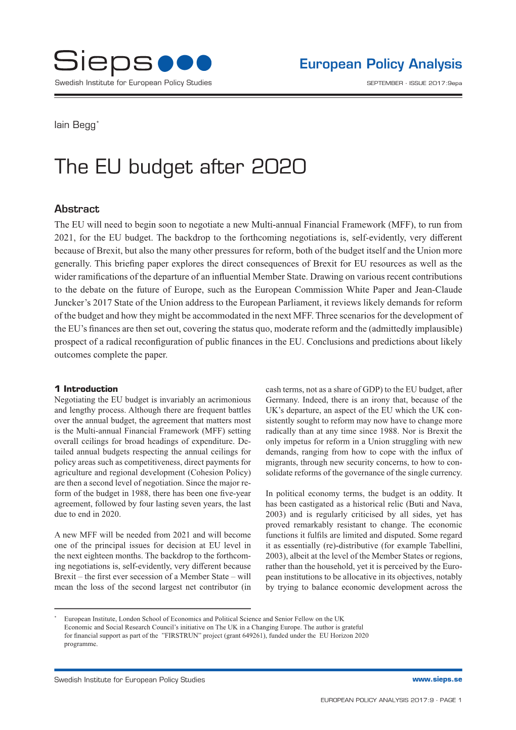 The EU Budget After 2020