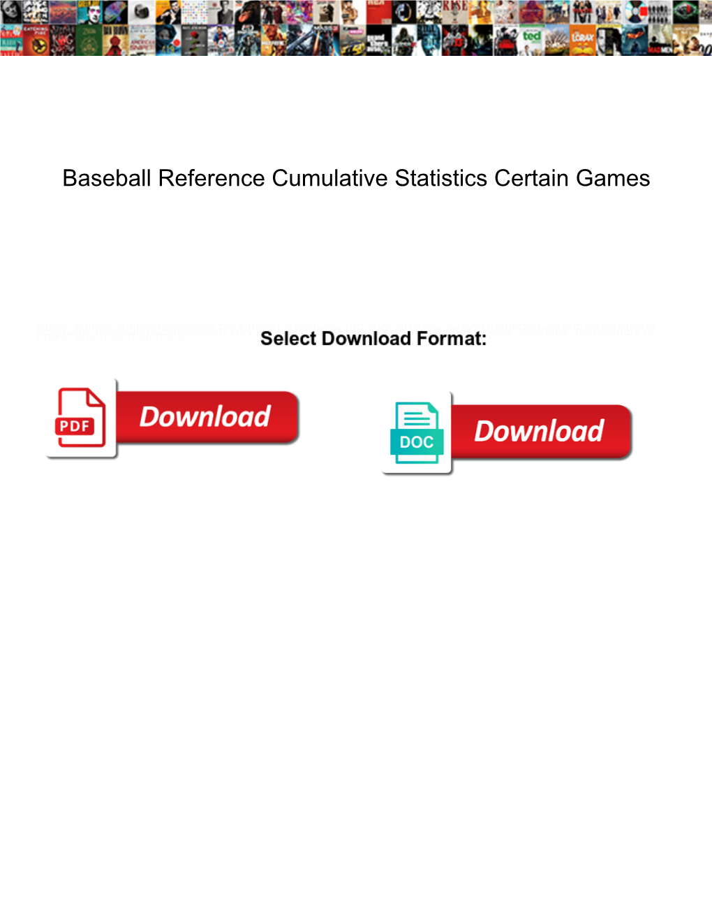 Baseball Reference Cumulative Statistics Certain Games