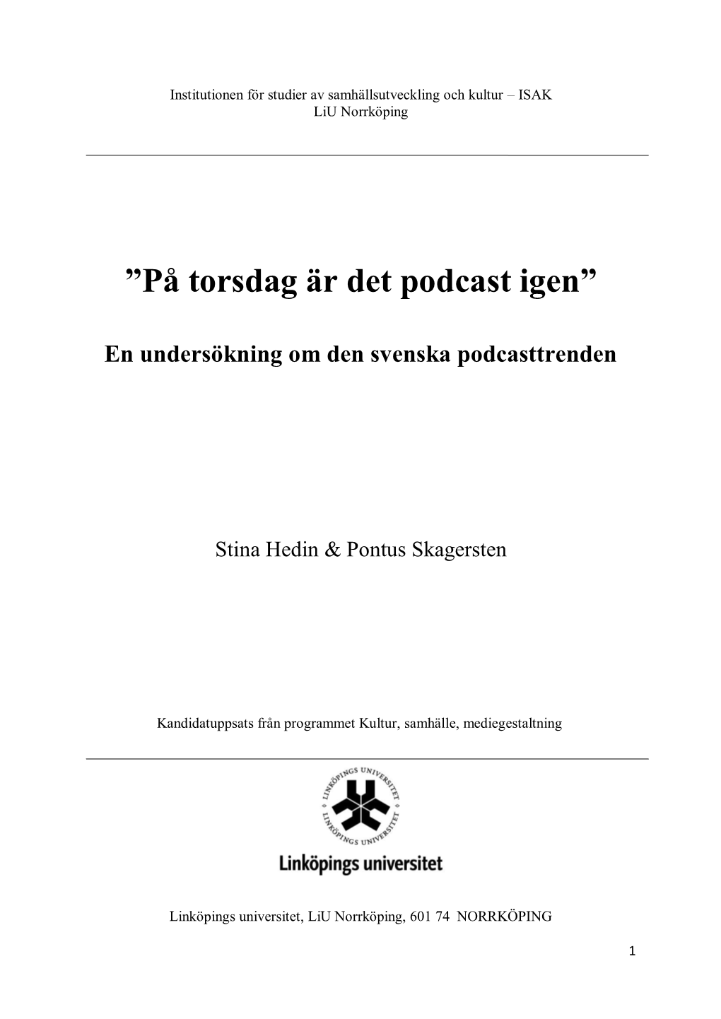 På Torsdag Är Det Podcast Igen”