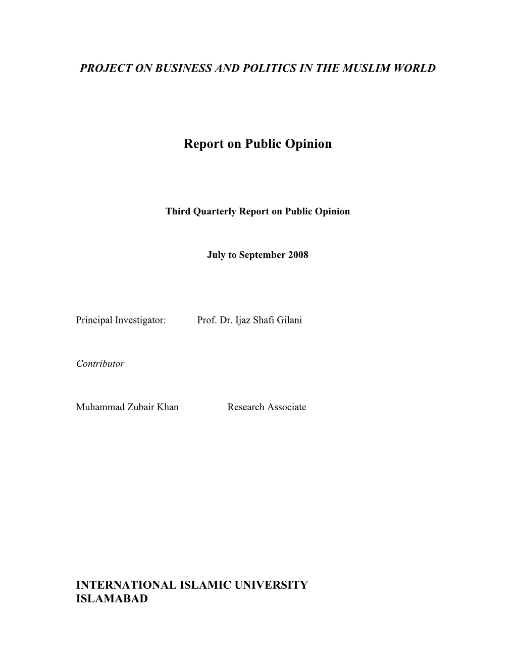 Report on Public Opinion