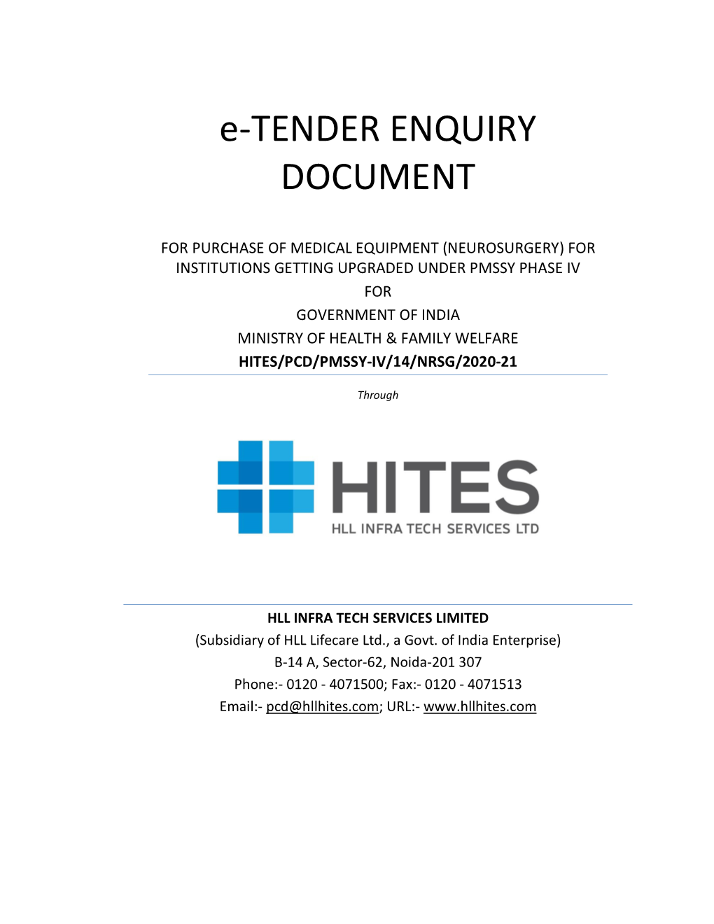 E-TENDER ENQUIRY DOCUMENT