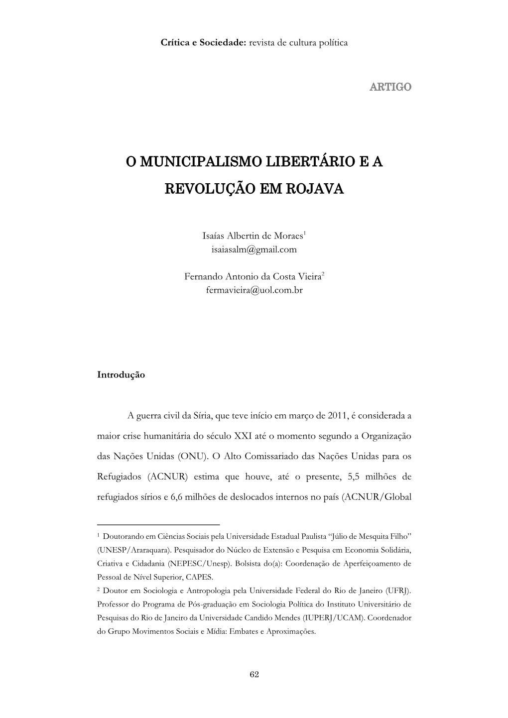 O Municipalismo Libertário E a Revolução Em Rojava