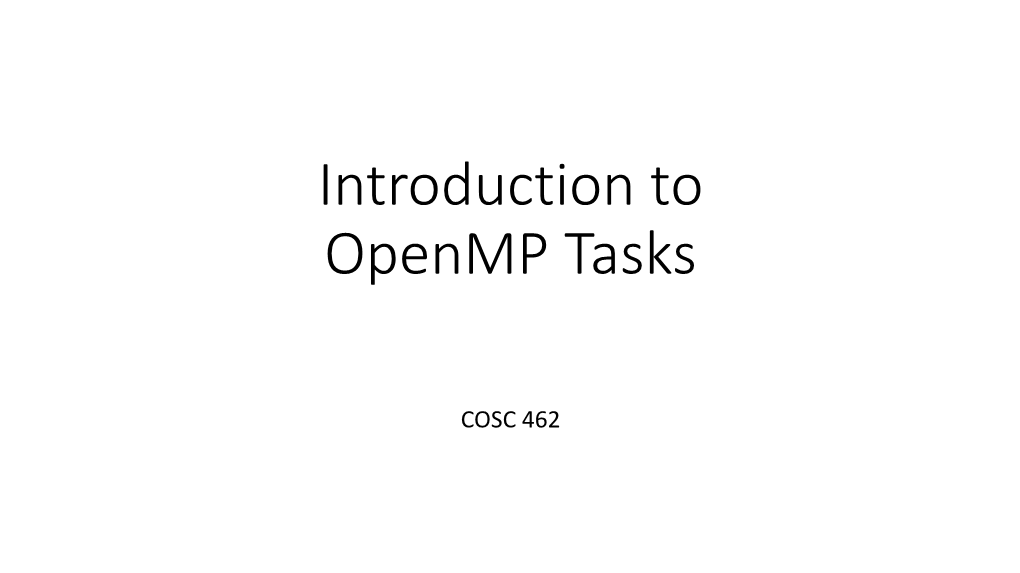 Openmp Tasks