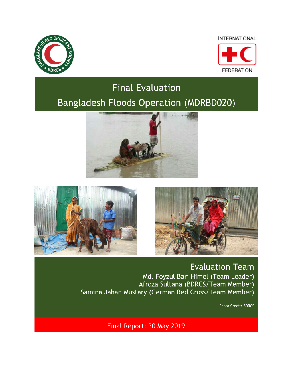 Final Evaluation Bangladesh Floods Operation (MDRBD020)