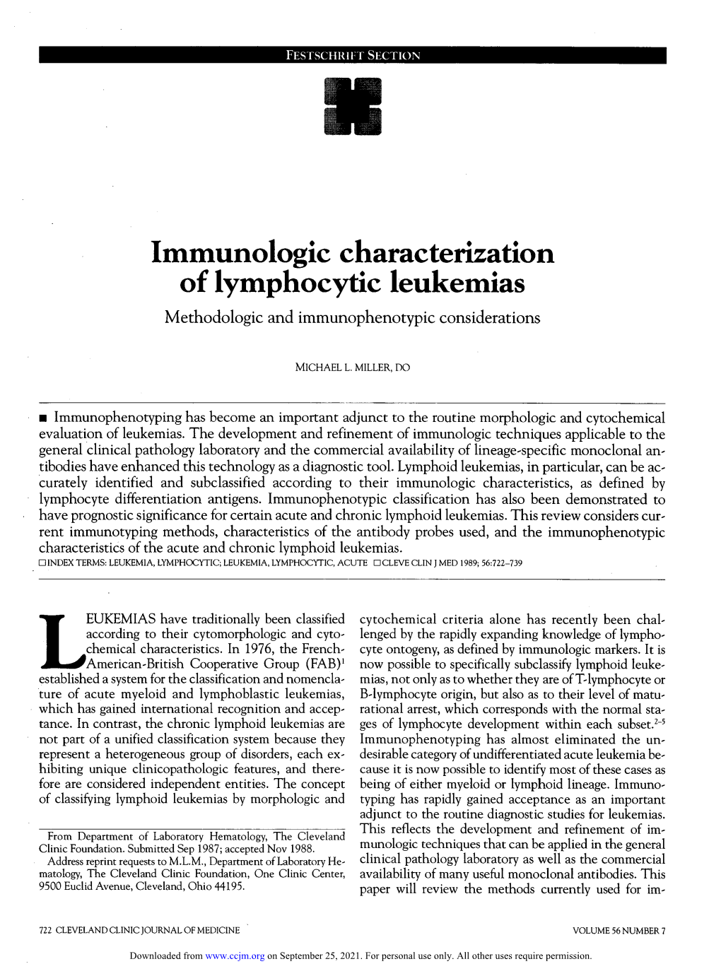 Immunologic Characterization of Lymphocytic Leukemias Methodologic and Immunophenotypic Considerations