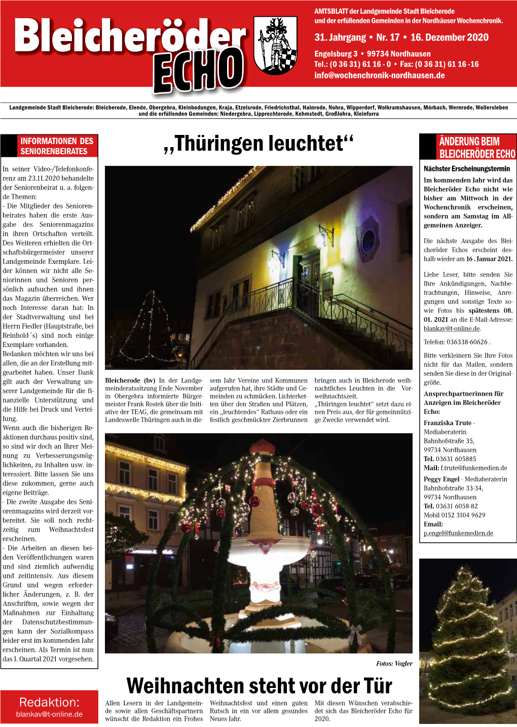 Thüringen Leuchtet'' Weihnachten Steht Vor Der