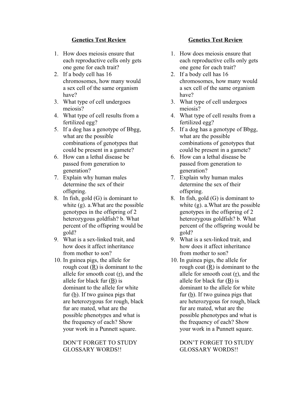 Genetics Test Review s1