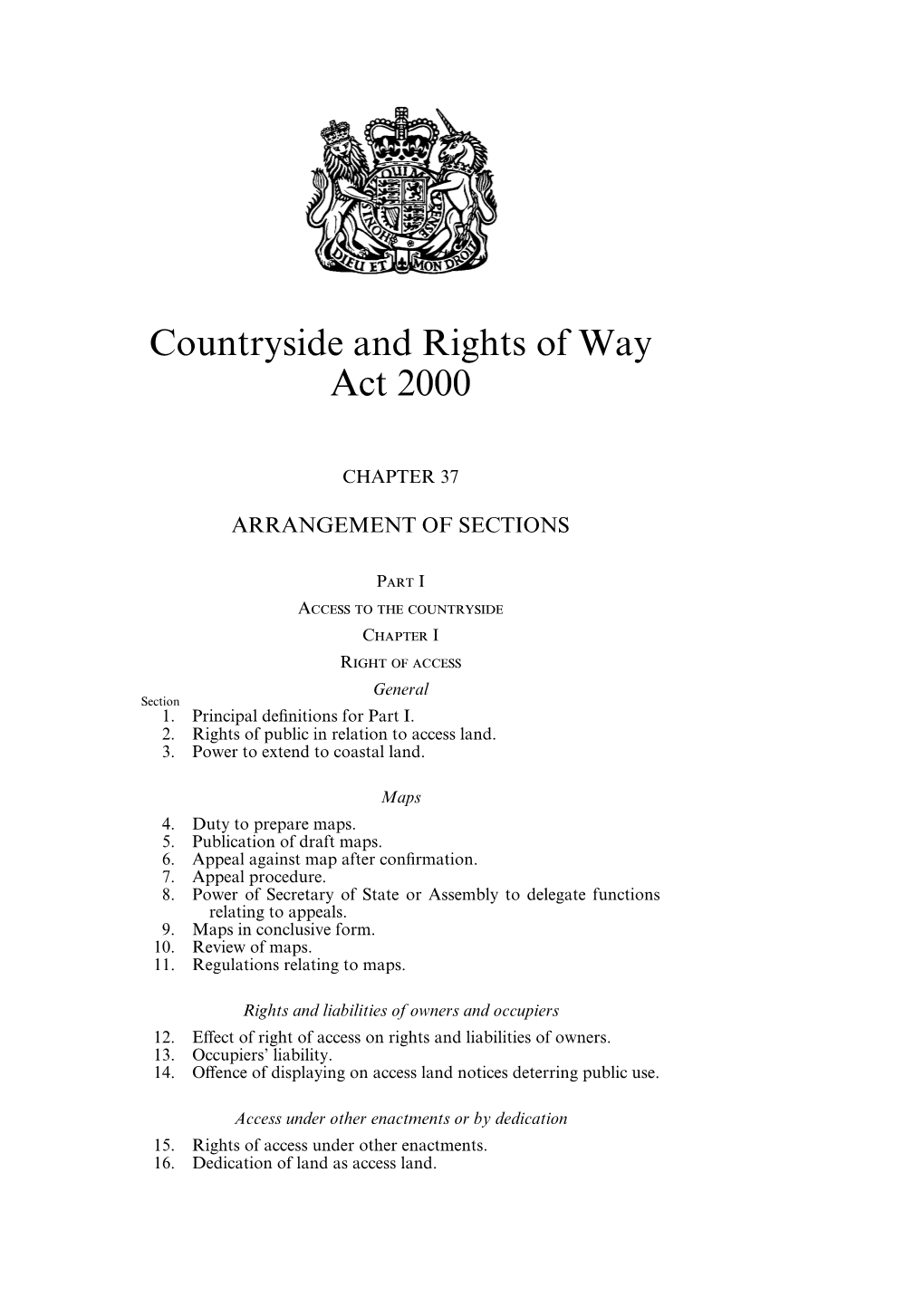 Countryside and Rights of Way Act 2000