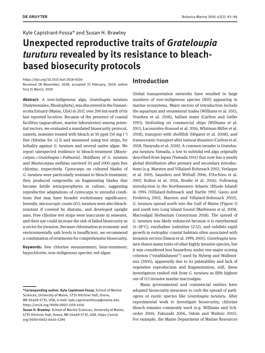 Unexpected Reproductive Traits of Grateloupia Turuturu Revealed by Its