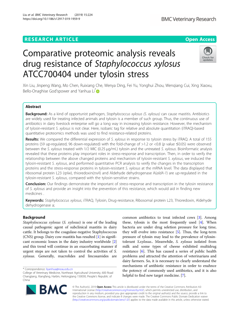 Comparative Proteomic Analysis Reveals Drug Resistance Of