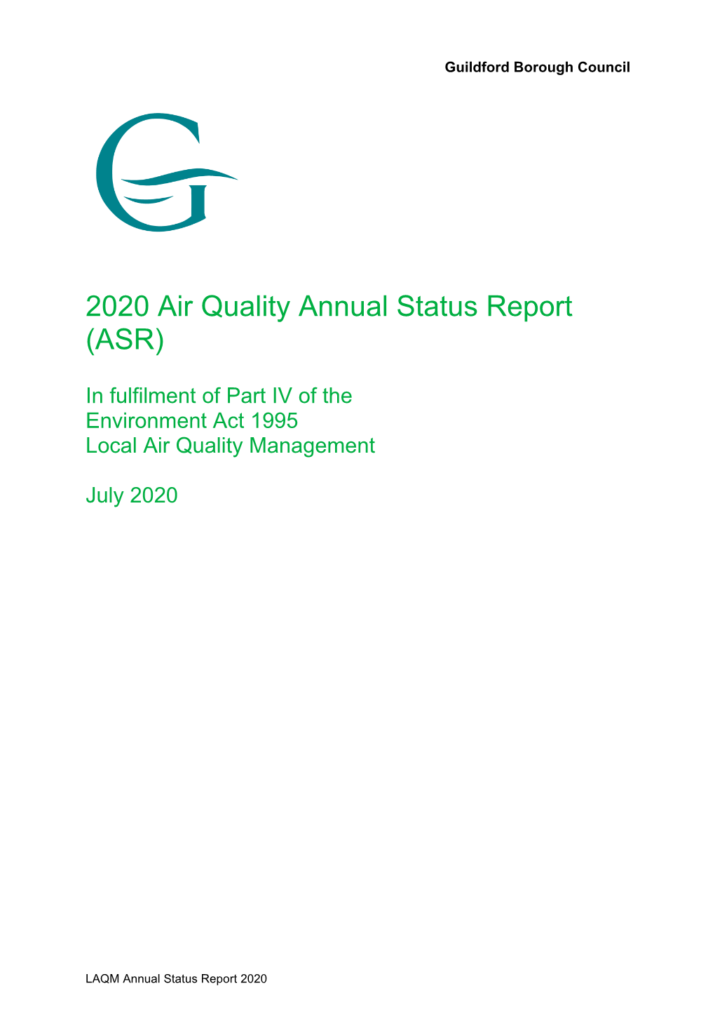 2020 Air Quality Annual Status Report (ASR)