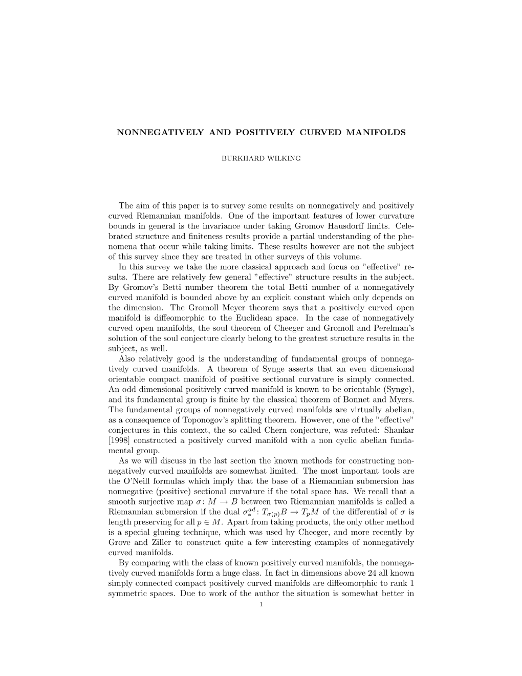 Nonnegatively and Positively Curved Manifolds