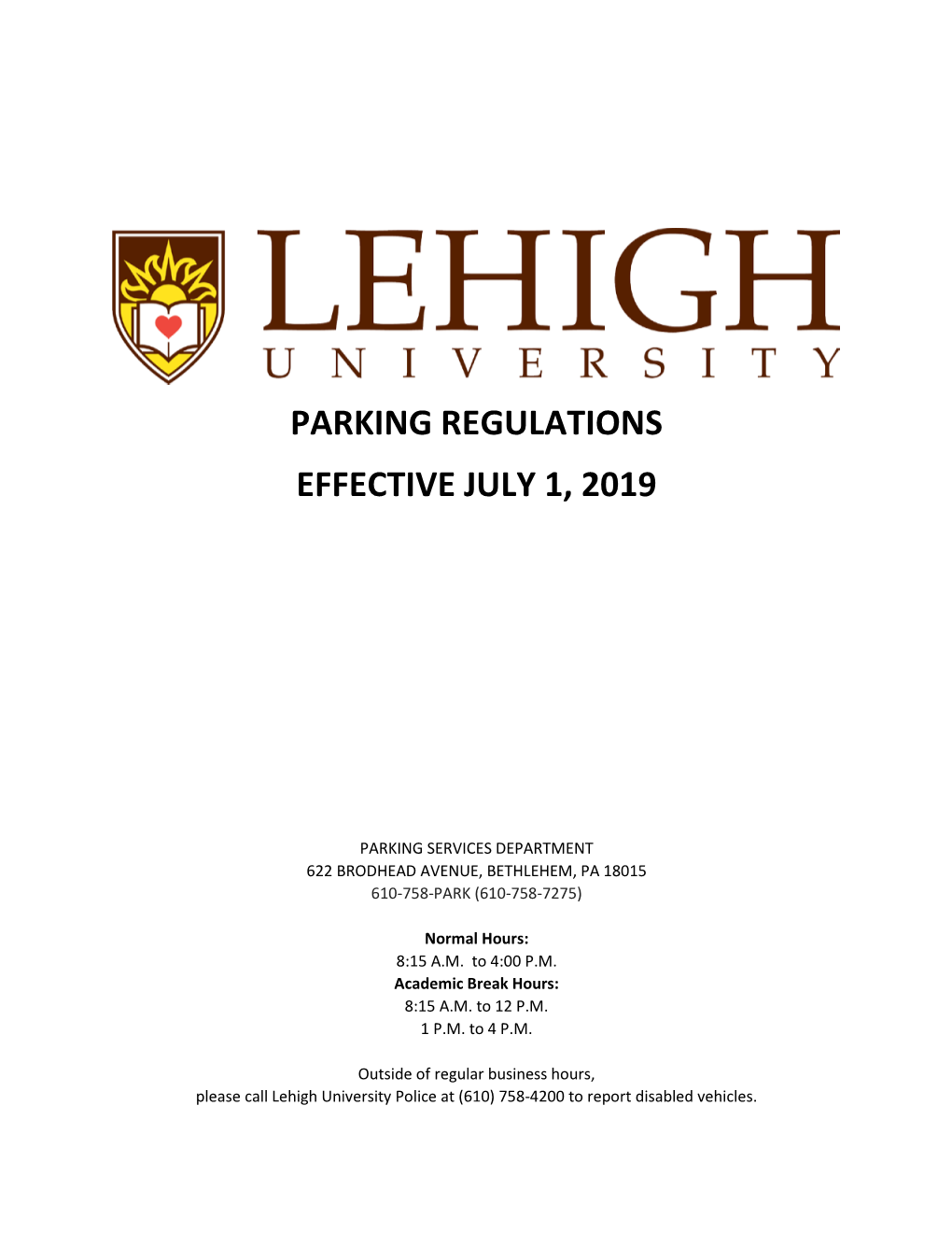 Parking Regulations Effective July 1, 2019