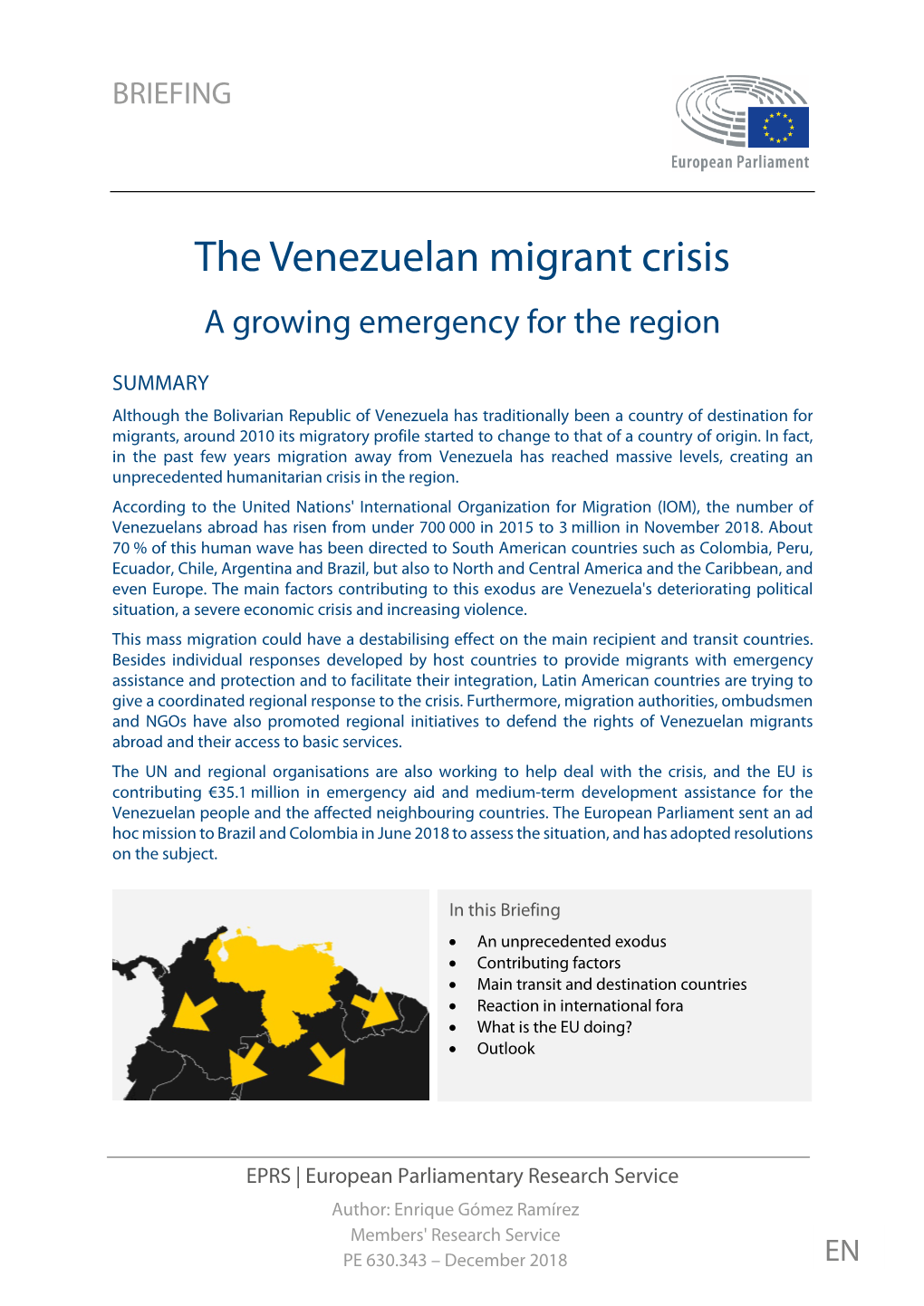 The Venezuelan Migrant Crisis a Growing Emergency for the Region