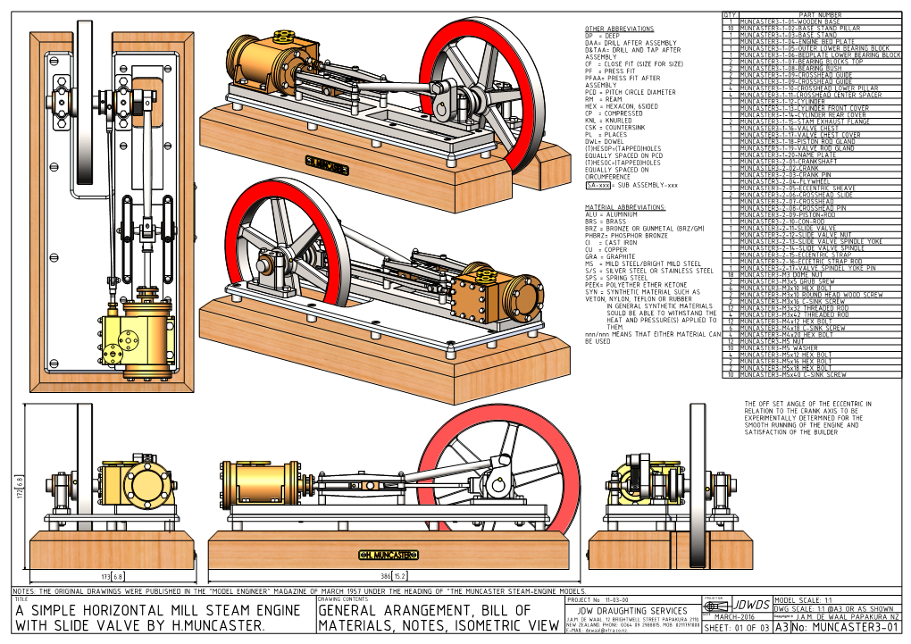 A Simple Horizontal Mill Steam Engine with Slide Valve by H