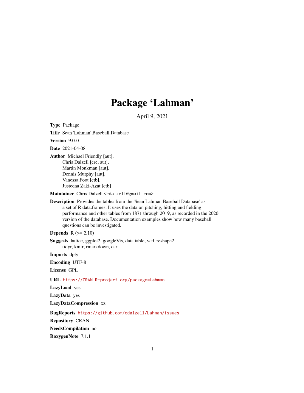 Package 'Lahman'