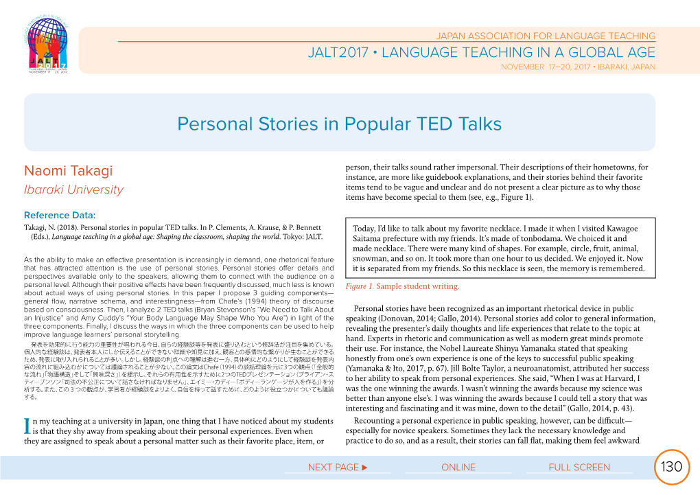 Personal Stories in Popular TED Talks