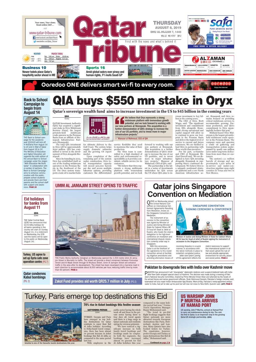 QIA Buys $550 Mn Stake in Oryx