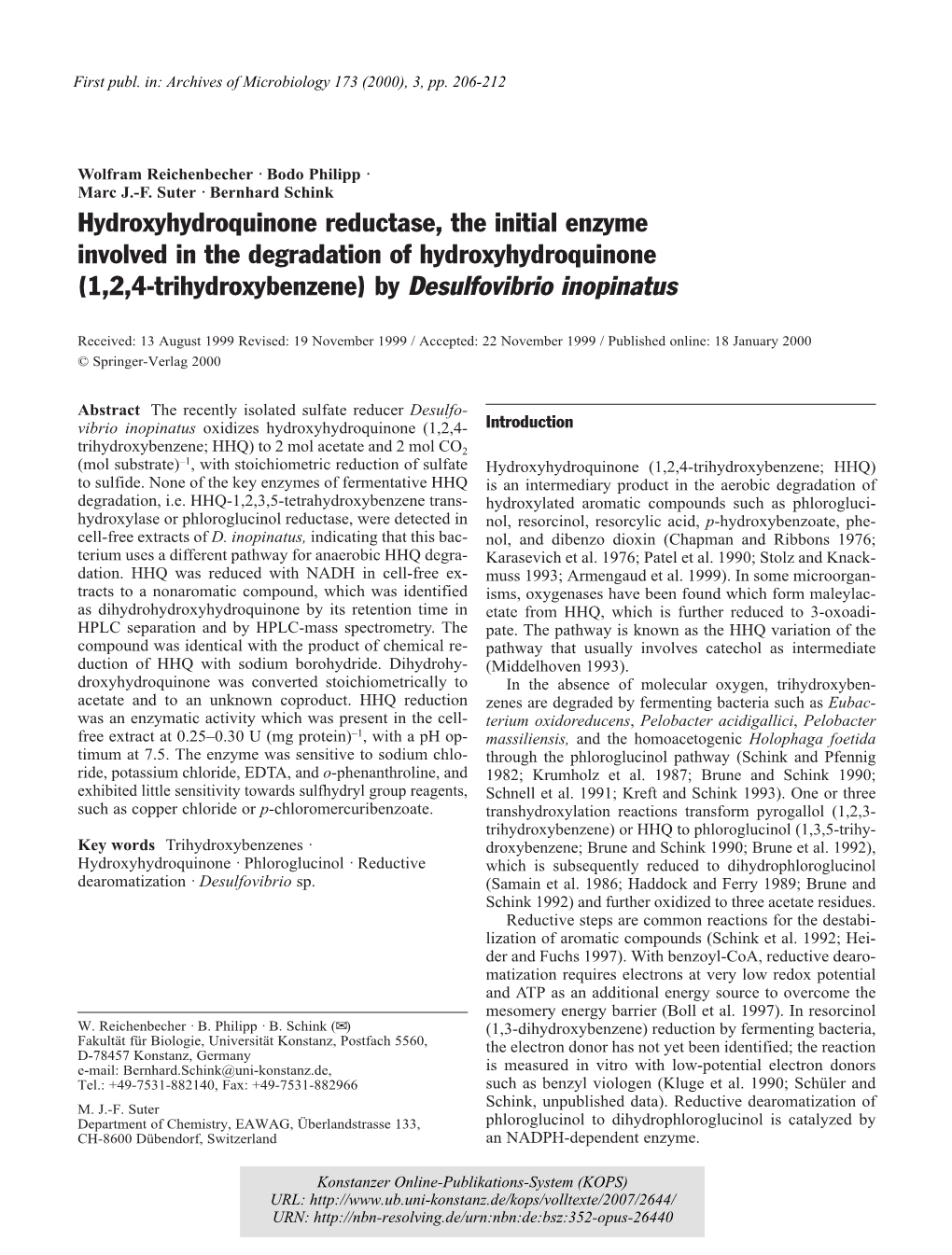 1,2,4-Trihydroxybenzene) by Desulfovibrio Inopinatus