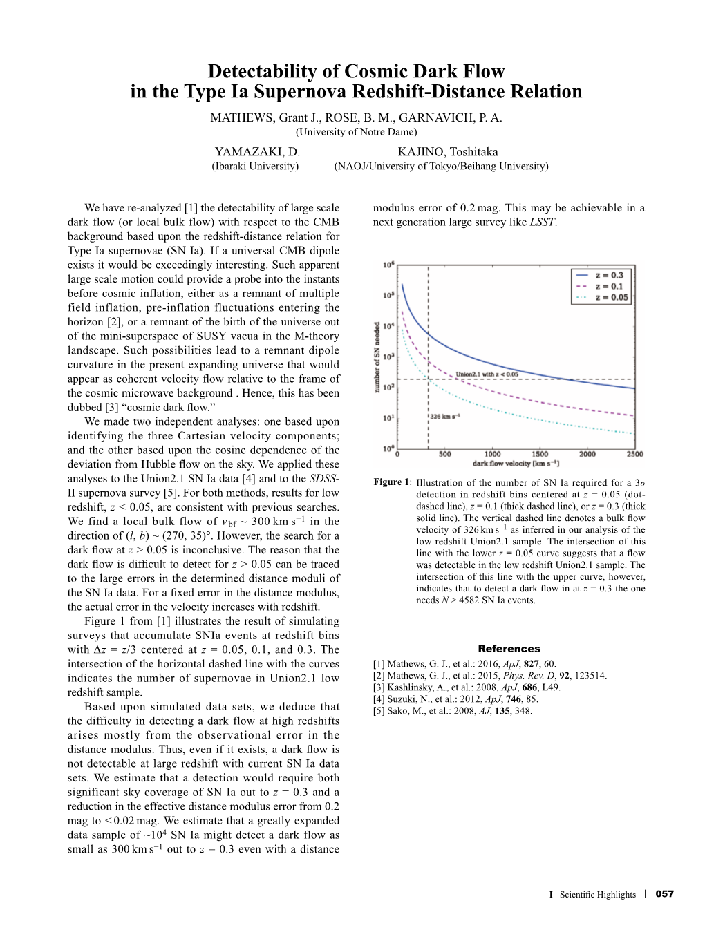 Detectability of Cosmic Dark Flow in the Type Ia Supernova Redshift-Distance Relation MATHEWS, Grant J., ROSE, B