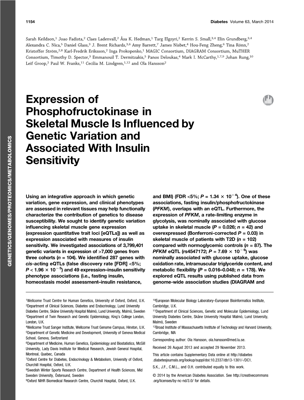 Expression of Phosphofructokinase in Skeletal Muscle Is Influenced By