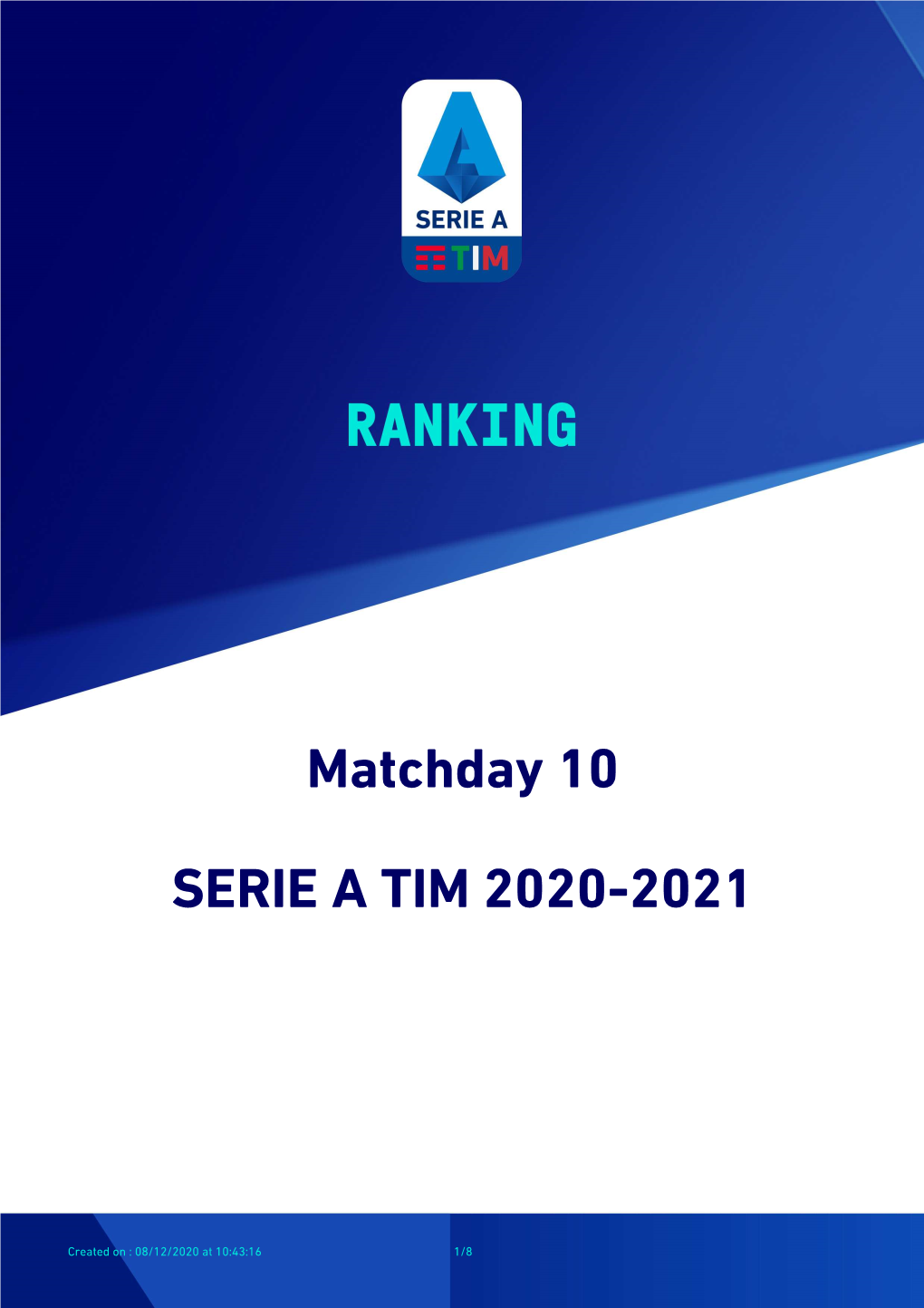 Matchday 10 SERIE a TIM 2020-2021