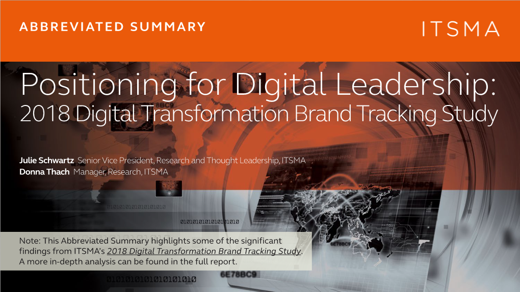 2018 Digital Transformation Brand Tracking Study