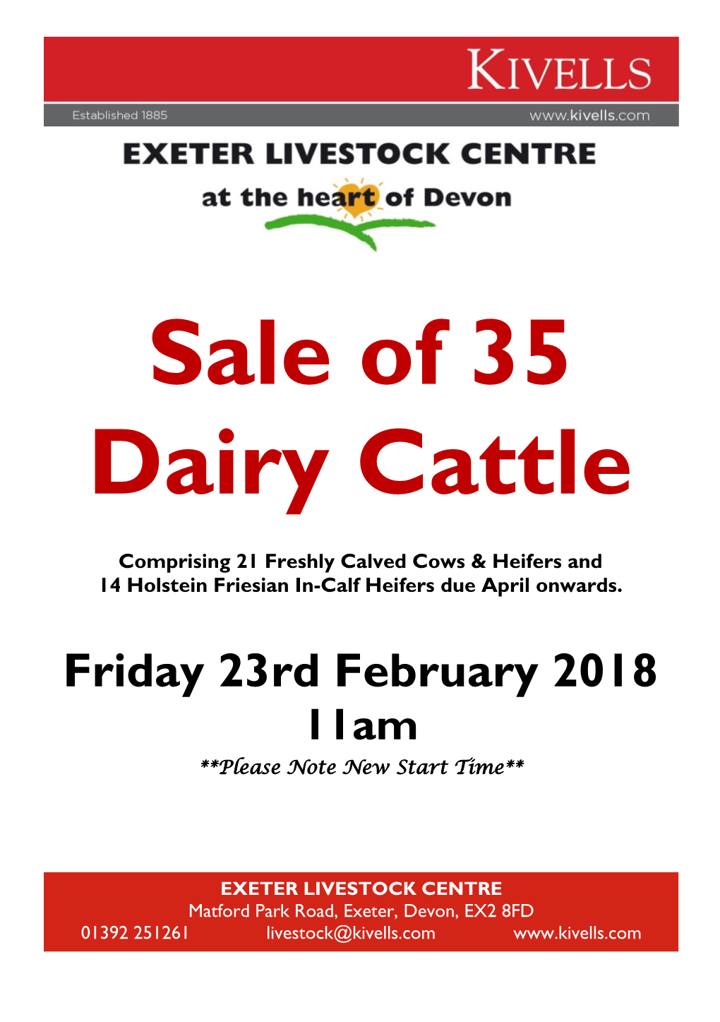 Sale of 35 Dairy Cattle