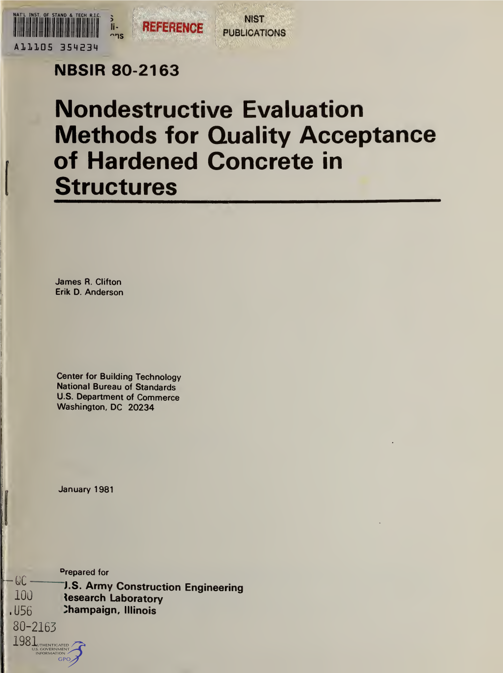 Nondestructive Evaluation Methods for Quality Acceptance of Hardened Concrete in Structures