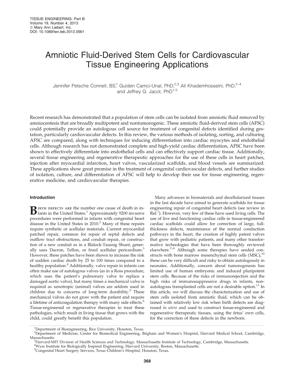 Amniotic Fluid-Derived Stem Cells for Cardiovascular Tissue Engineering Applications
