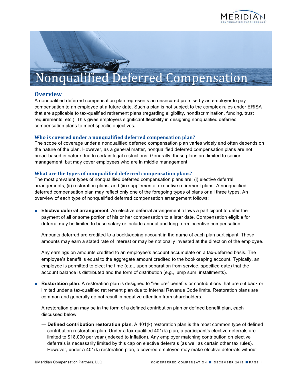 Nonqualified Deferred Compensation