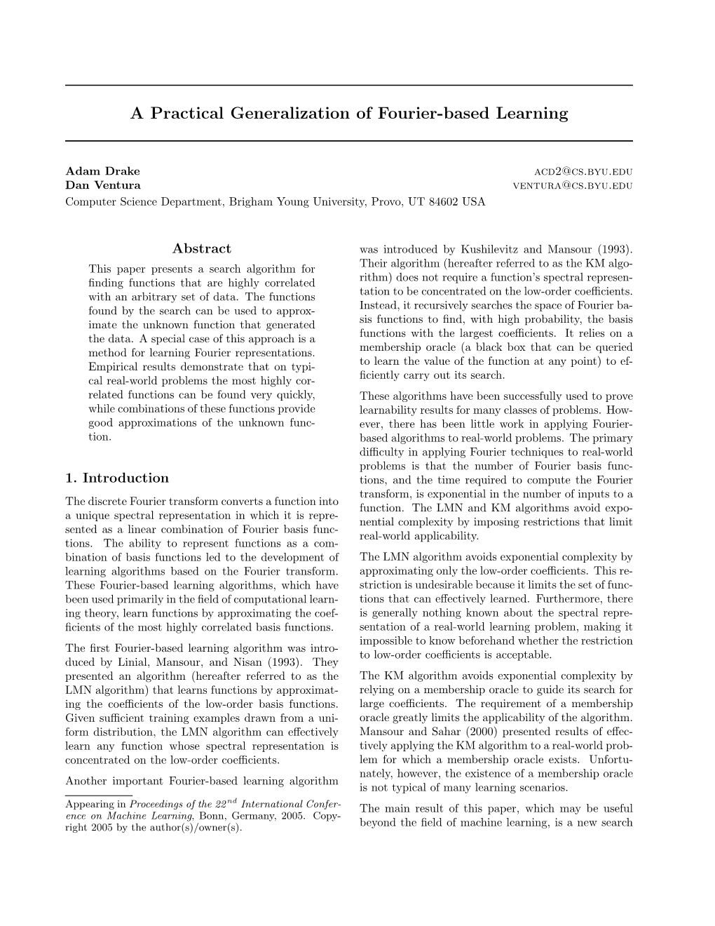 A Practical Generalization of Fourier-Based Learning