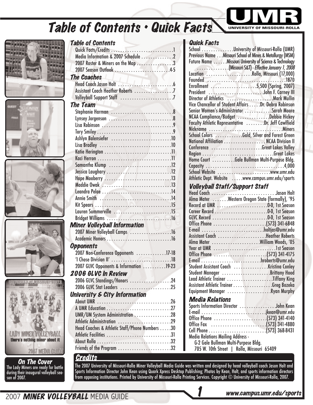 Table of Contents • Quick Facts 1