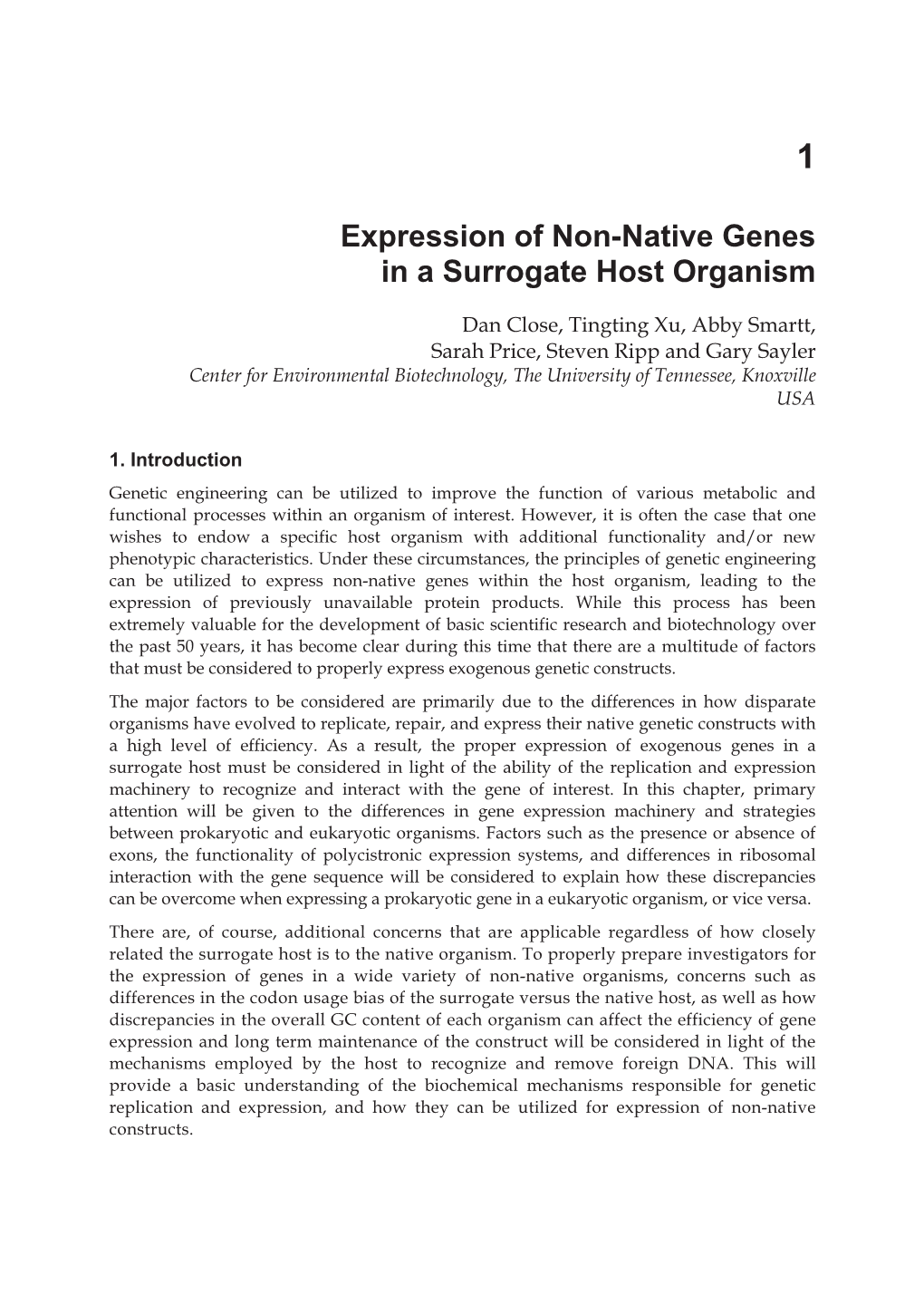 Expression of Non-Native Genes in a Surrogate Host Organism
