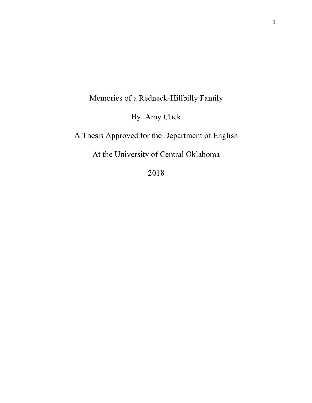 Memories of a Redneck-Hillbilly Family By