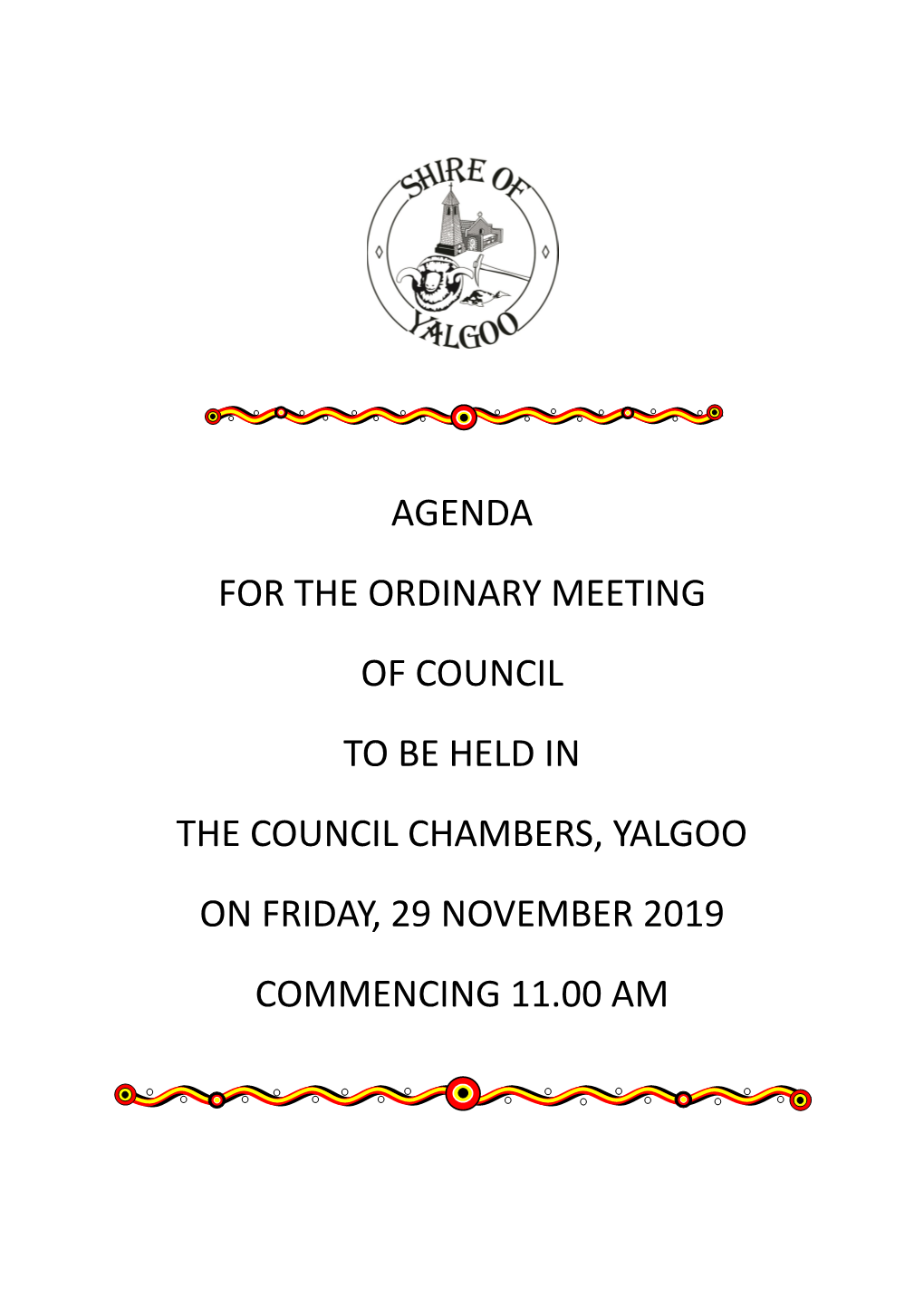 2019-11 Ordinary Council Meeting Agenda