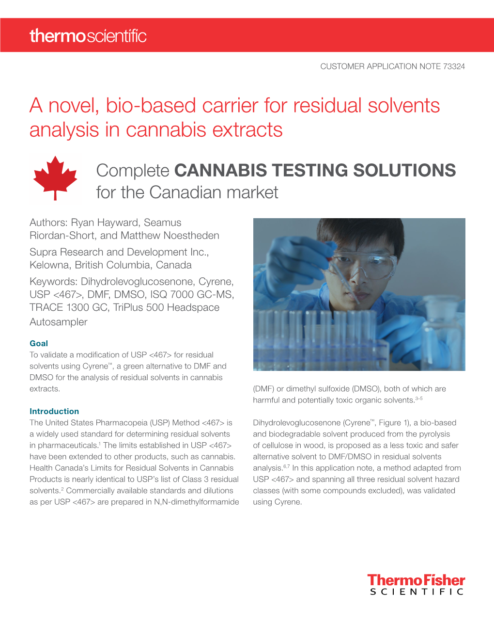 A Novel, Bio-Based Carrier for Residual Solvents Analysis in Cannabis Extracts