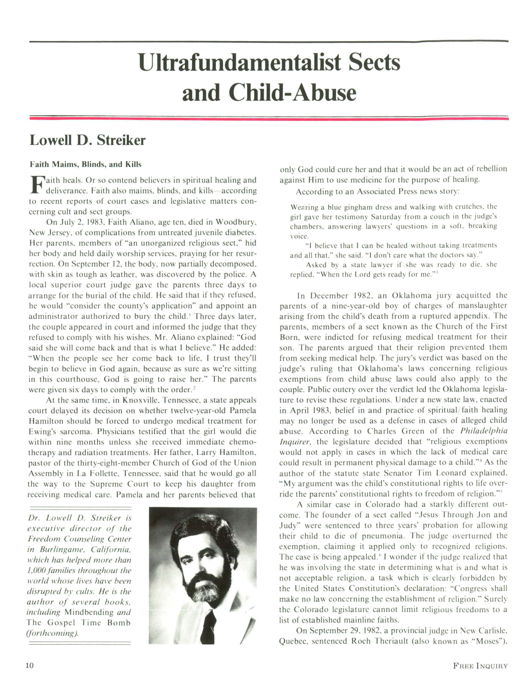 Ultrafundamentalist Sects and Child-Abuse