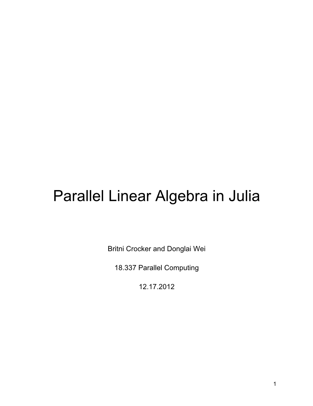 Parallel Linear Algebra in Julia